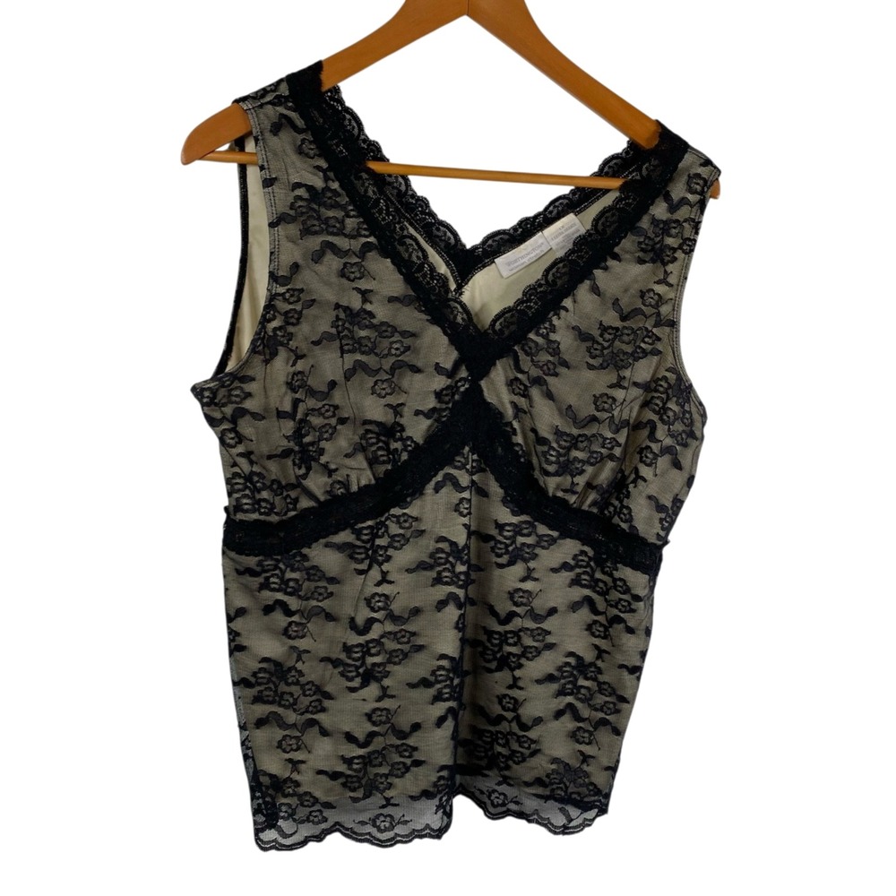 Vintage Worthington Top Women's Babydoll Lace Sleeveless Black Sz 1X Whimsigoth
